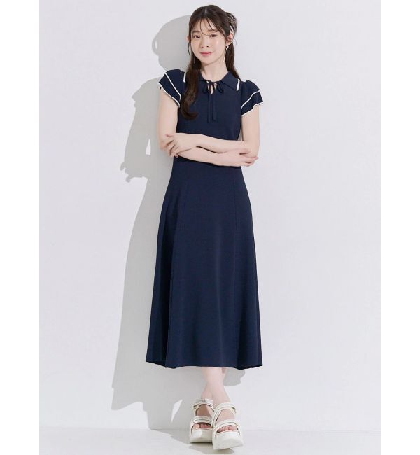 MERCURYDUO「ポロ衿ラッフルニットワンピース」|ワンピース|