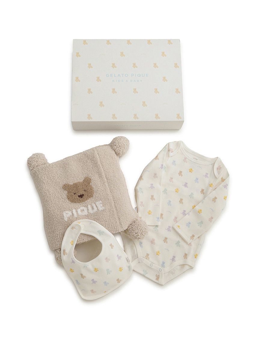 GELATO PIQUE KIDS & BABY「【ラッピング済み】【BABY】ベアブランケット&ボディースーツ&スタイ3点セット ギフトBOX」|その他ベビー用品|