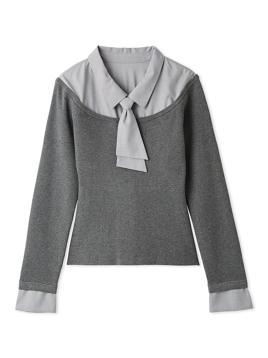 CELFORD「シャツドッキングニットプルオーバー」|ニット・セーター|GRY