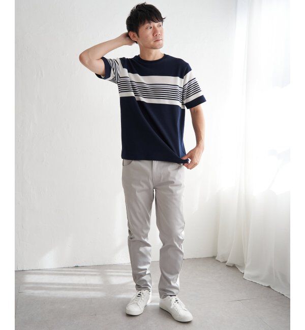 ikka「リップルパネルボーダーTシャツ」|Tシャツ・カットソー|