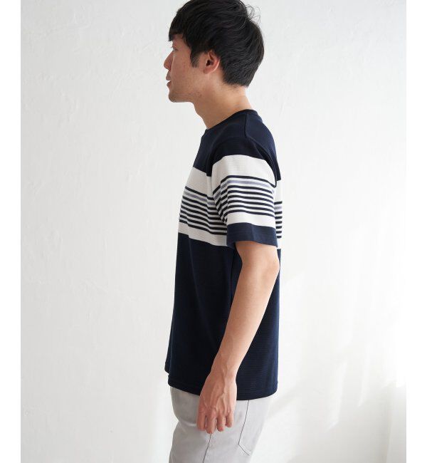ikka「リップルパネルボーダーTシャツ」|Tシャツ・カットソー|