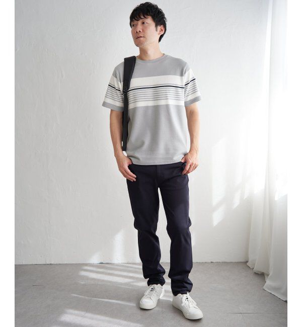 ikka「リップルパネルボーダーTシャツ」|Tシャツ・カットソー|