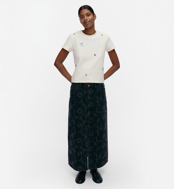 Marimekko「Maridenim Kuvastuma Unikko スカート」|スカート|ウォッシュドブラック