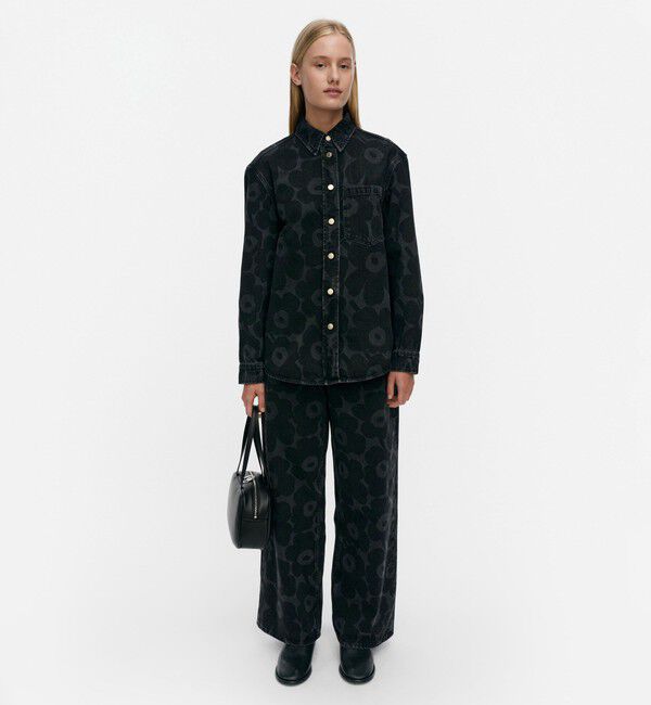 Marimekko「Maridenim Vaihe Unikko シャツ」|シャツ・ブラウス|ウォッシュドブラック