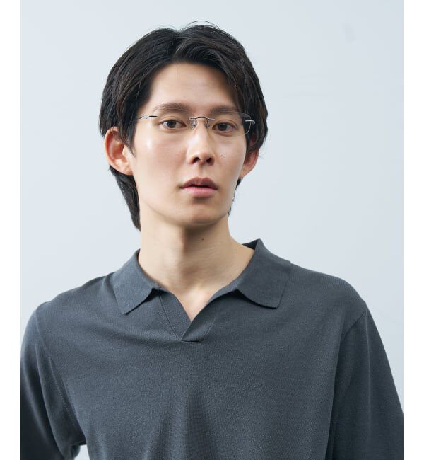 「SUNCUTGlasses/UV100%CUT リムレス 横長 サングラス | チタン [度無し専用] カラー 紫外線対策 UVカット」|サングラス|