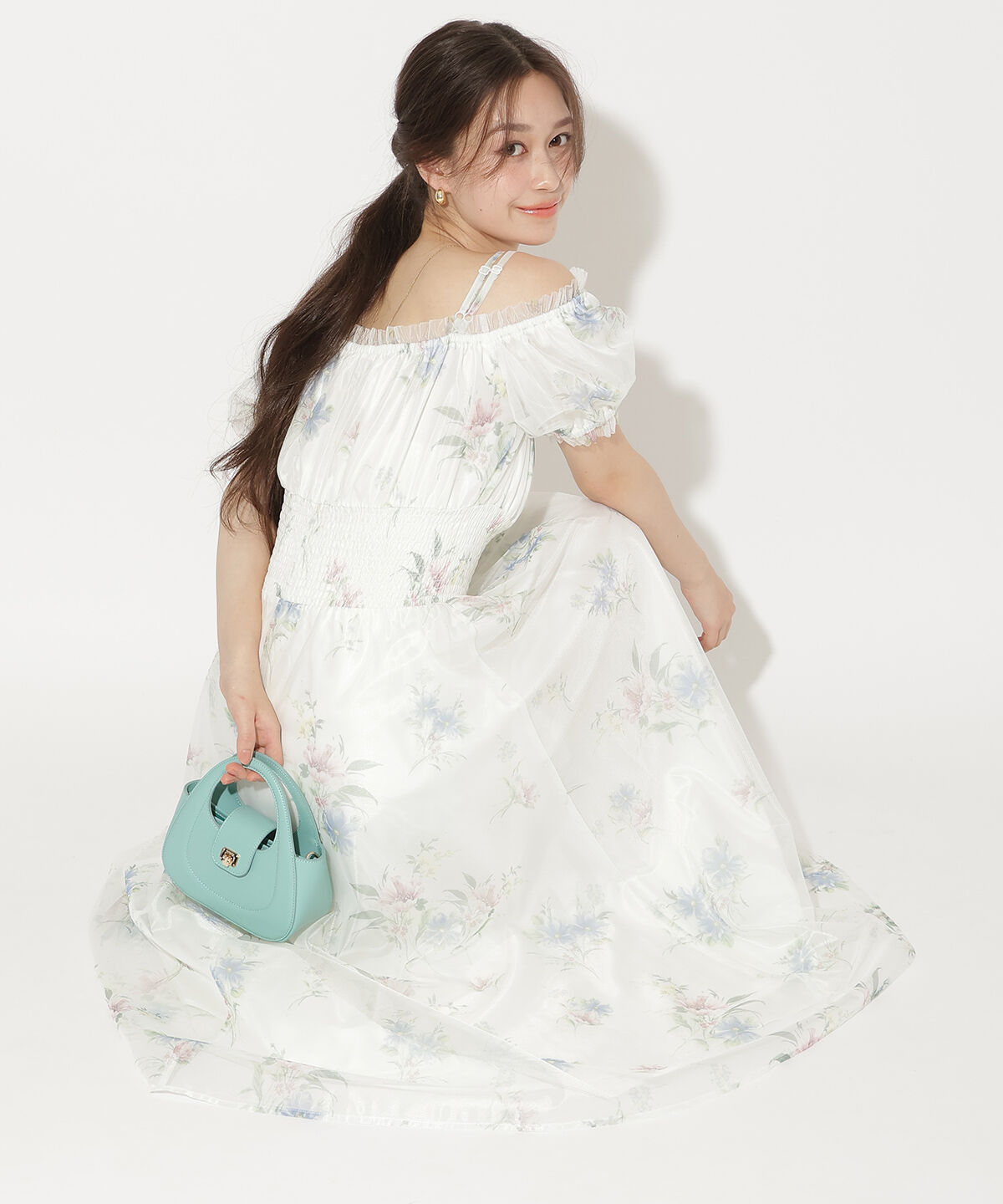 WILLSELECTION「フラワーメッシュオフショルワンピース」|ワンピース|