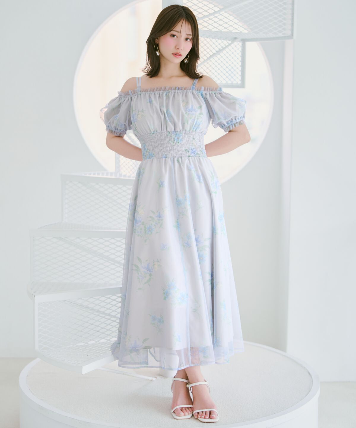 WILLSELECTION「フラワーメッシュオフショルワンピース」|ワンピース|