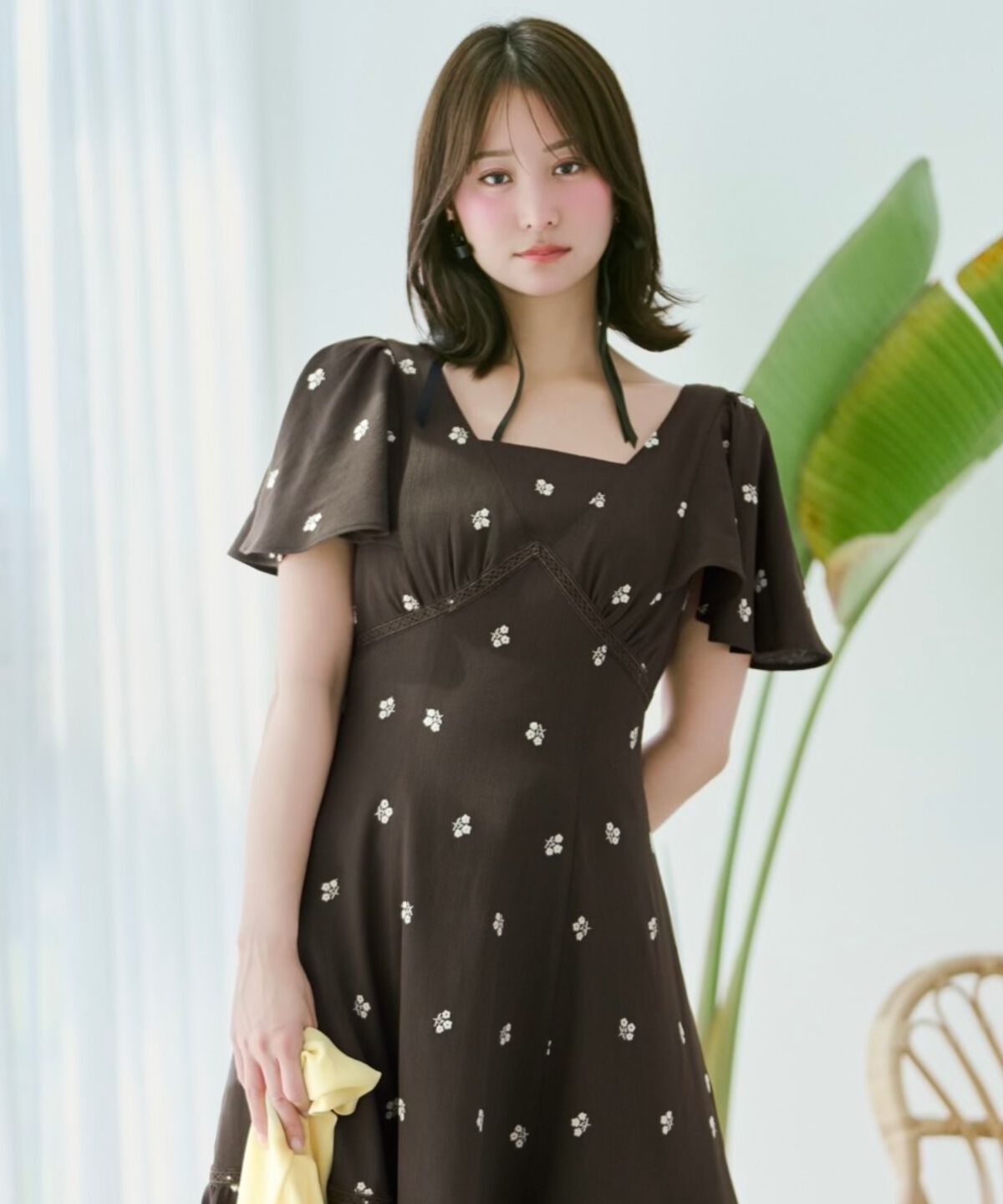 WILLSELECTION「小花刺繍フレアスリーブワンピース」|ワンピース|