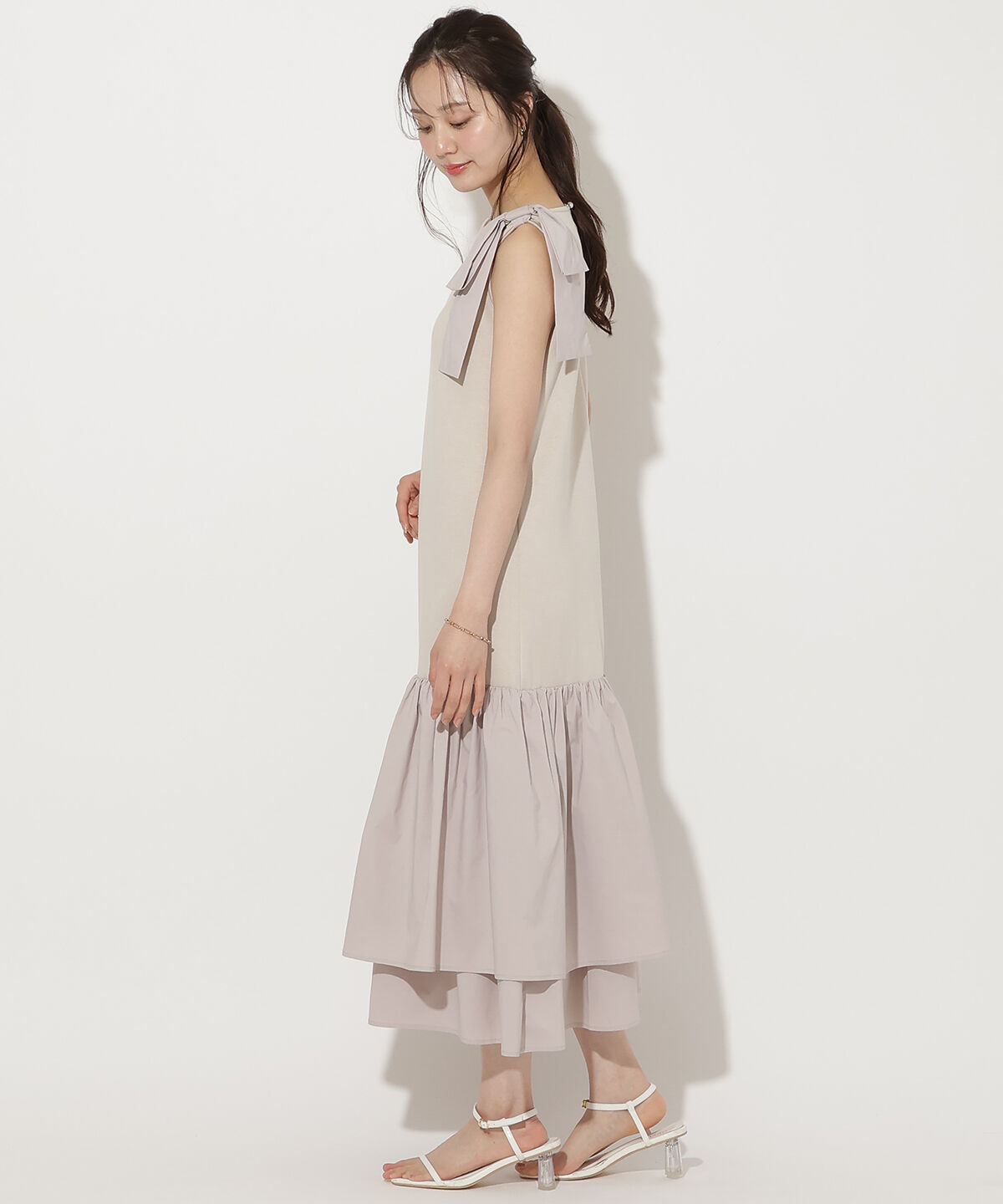 WILLSELECTION「ショルダーリボンヘムフレアワンピース」|ワンピース|
