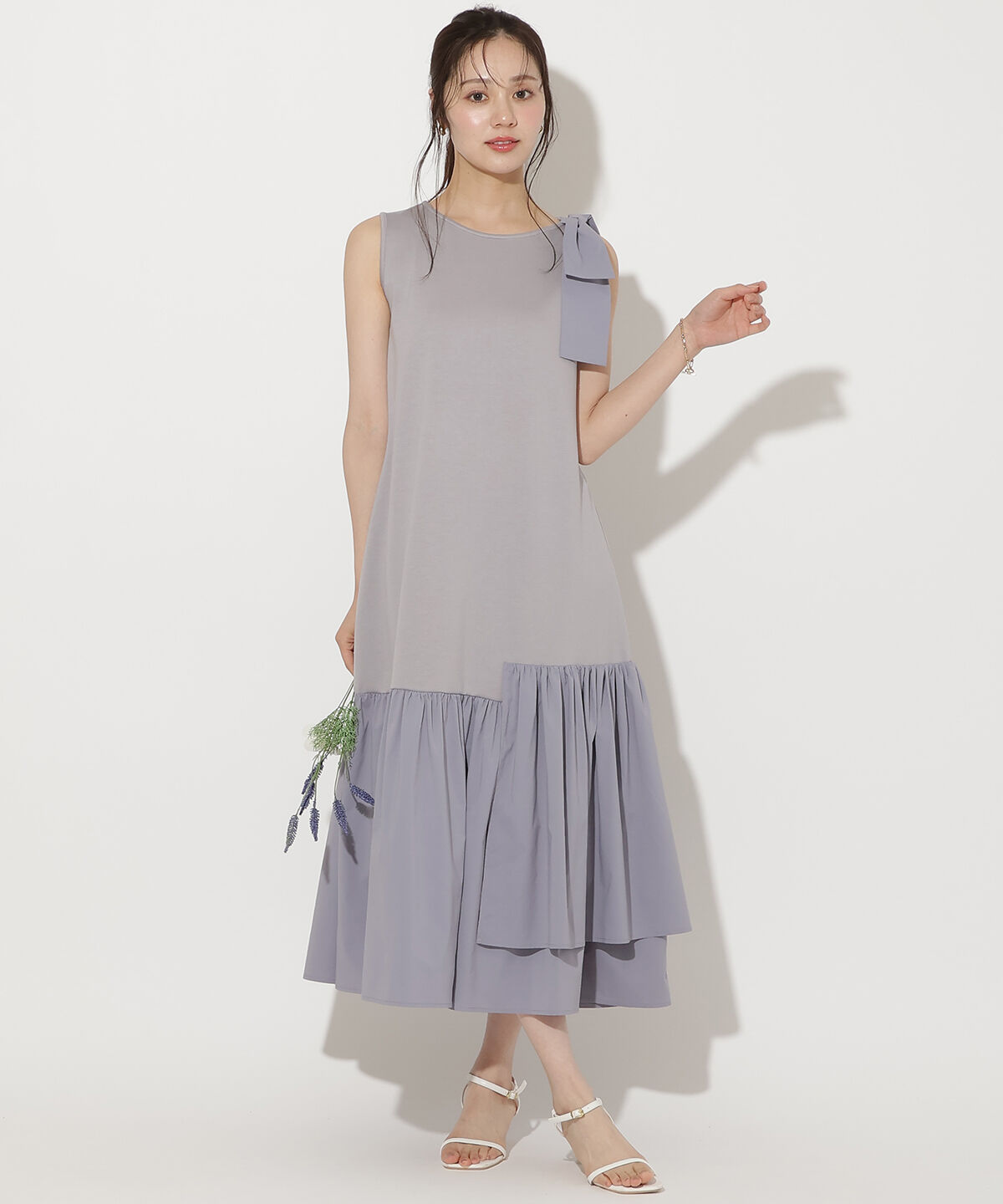 WILLSELECTION「ショルダーリボンヘムフレアワンピース」|ワンピース|ラベンダー