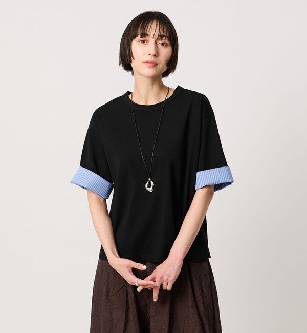 UNITED ARROWS「ターン アップ カットソー」|Tシャツ・カットソー|BLACK