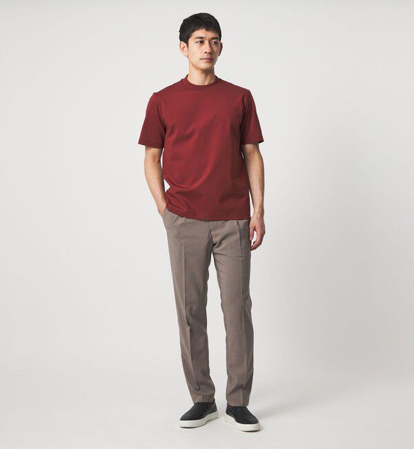 UNITED ARROWS「タフタ サイドシャーリング 1プリーツ パンツ UA COZY ウォッシャブル ヨコストレッチ」|スラックス|