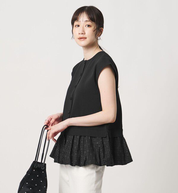 UNITED ARROWS「カットワーク バルーン シルエット ベスト ‐ウォッシャブル‐」|ベスト・ジレ|BLACK