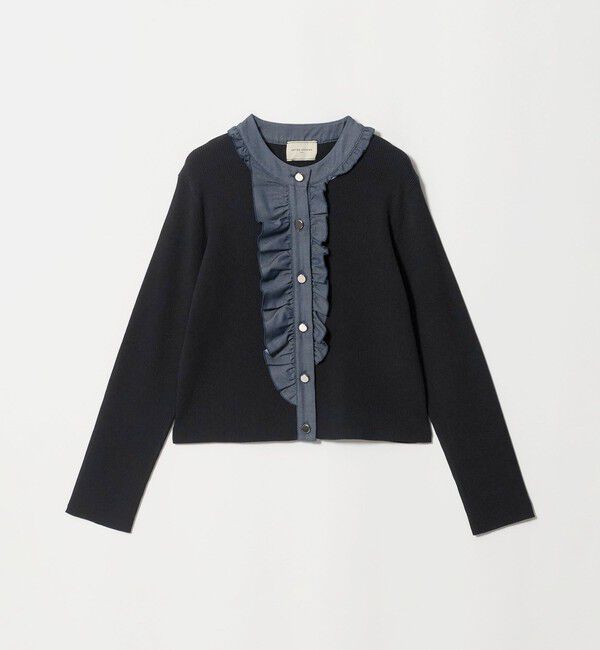 UNITED ARROWS「デニムライク フリル カーディガン ‐ウォッシャブル‐」|カーディガン|BLACK