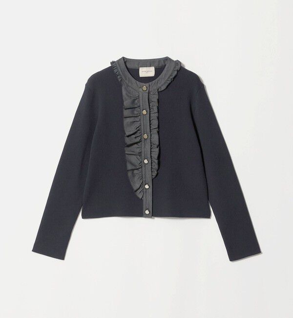UNITED ARROWS「デニムライク フリル カーディガン ‐ウォッシャブル‐」|カーディガン|NAVY