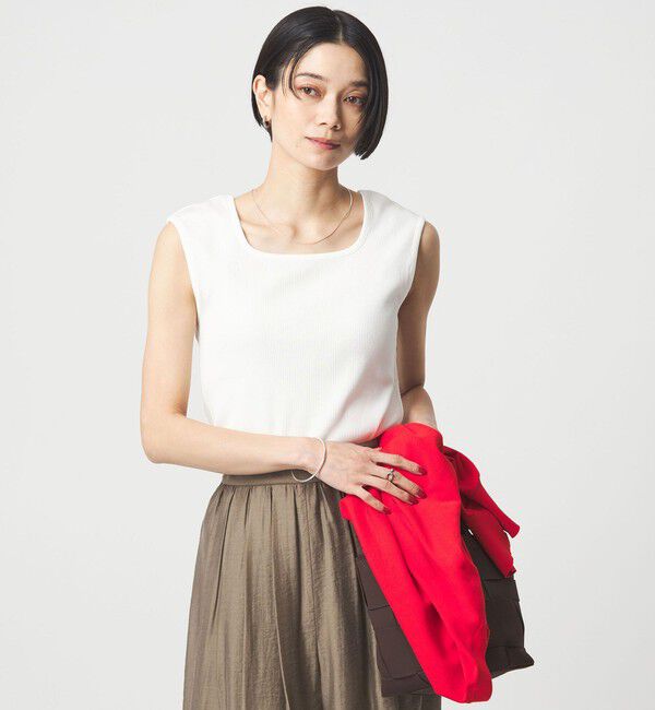 UNITED ARROWS green label relaxing「ブライトリブ デコルテ フレンチスリーブ プルオーバー カットソー」|Tシャツ・カットソー|OFF WHITE