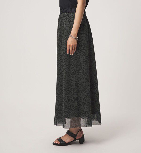 UNITED ARROWS green label relaxing「チュール レオパード スカート」|フレア|
