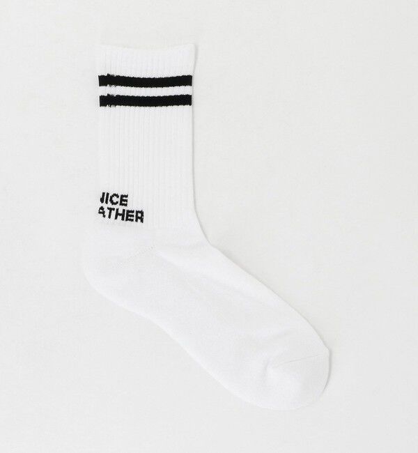 NICE WEATHER「＜NICE WEATHER＞ライン＆ロゴ ソックス」|ソックス|BLACK