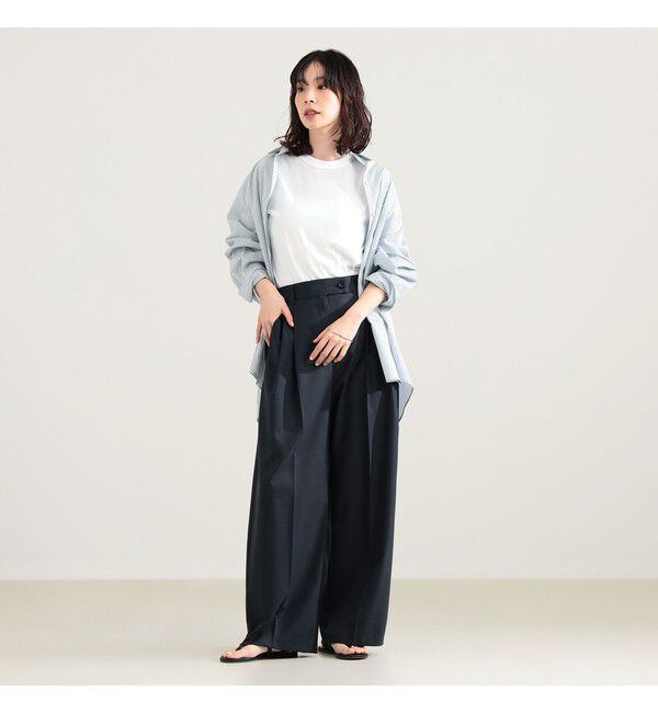 Demi-Luxe BEAMS 「エディター東原妙子 &times; Demi-Luxe BEAMS / ウォッシャブルウール バレルパンツ」|チノ|