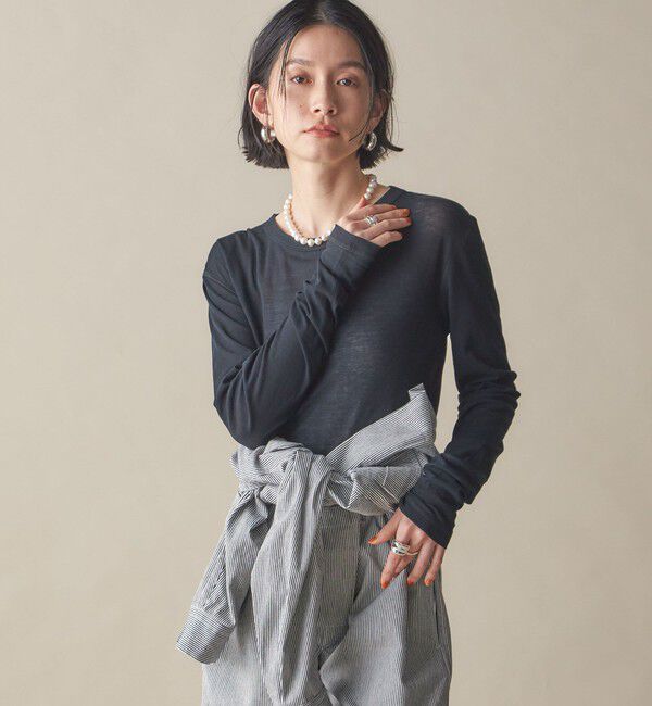 SHIPS for women「SHIPS NINE CASE:〈洗濯機可能〉ロゴ ロング スリーブ TEE」|Tシャツ・カットソー|