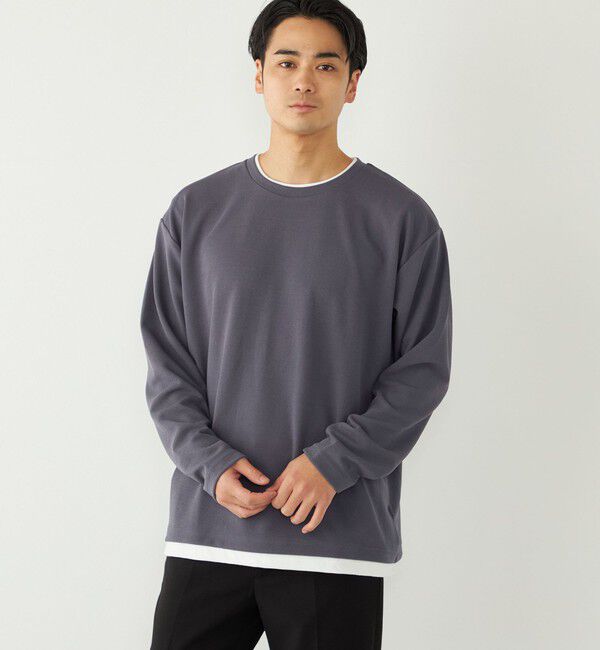 SHIPS Colors 「SHIPS Colors:フクレ ジャカード フェイクレイヤード ロンT」|Tシャツ・カットソー|