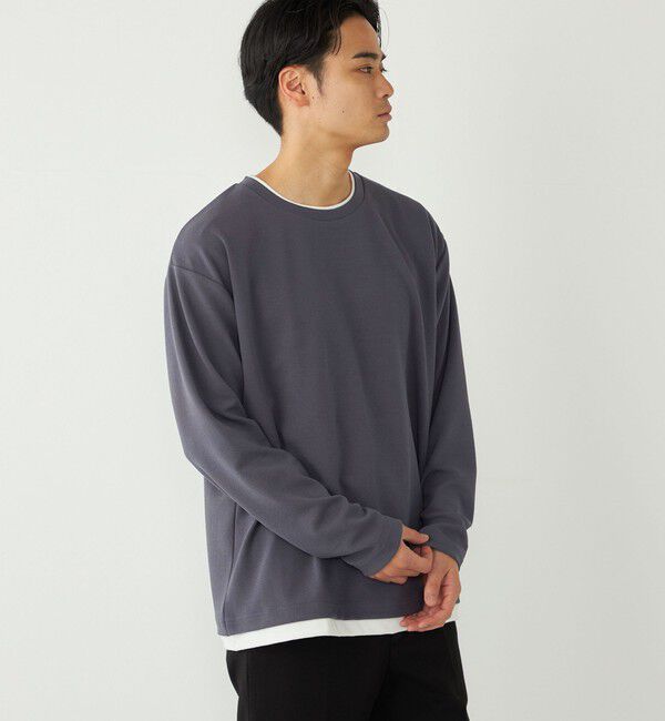SHIPS Colors 「SHIPS Colors:フクレ ジャカード フェイクレイヤード ロンT」|Tシャツ・カットソー|