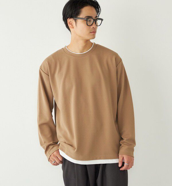 SHIPS Colors 「SHIPS Colors:フクレ ジャカード フェイクレイヤード ロンT」|Tシャツ・カットソー|ベージュ