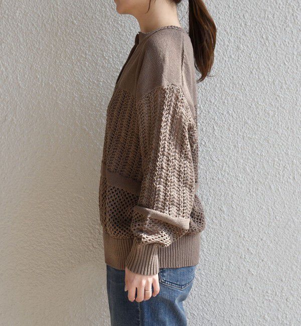 quaranciel「quaranciel:〈手洗い可能〉透かし編み スキッパー ニット プルオーバー」|ニット・セーター|
