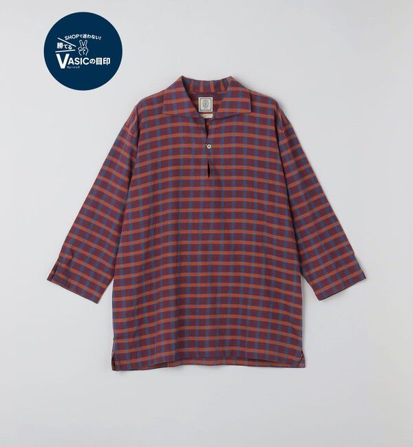 SHIPS「SHIPS: KHADI 7スリーブ カプリ シャツ」|シャツ・ブラウス|ワイン