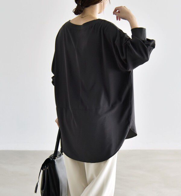 quaranciel「quaranciel:〈手洗い可能〉ジョーゼット リブ オーバーサイズ ブラウス」|シャツ・ブラウス|