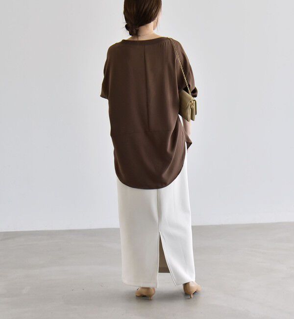 quaranciel「quaranciel:〈手洗い可能〉ジョーゼット リブ オーバーサイズ ブラウス」|シャツ・ブラウス|