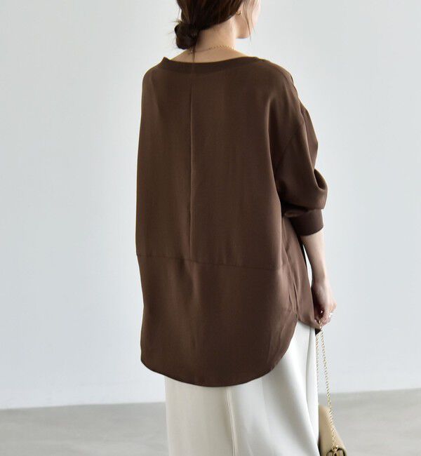 quaranciel「quaranciel:〈手洗い可能〉ジョーゼット リブ オーバーサイズ ブラウス」|シャツ・ブラウス|