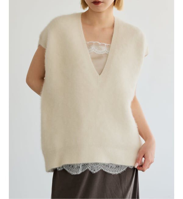IENA LA BOUCLE「《予約》IENA LA BOUCLE フォックス カシミヤ V ベスト」|ベスト・ジレ|