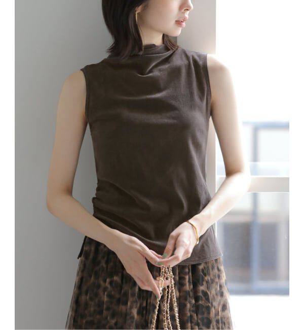  「【洗える】チュールフロッキーハイネックカット」|Tシャツ・カットソー|