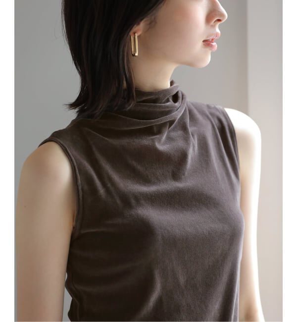  「【洗える】チュールフロッキーハイネックカット」|Tシャツ・カットソー|