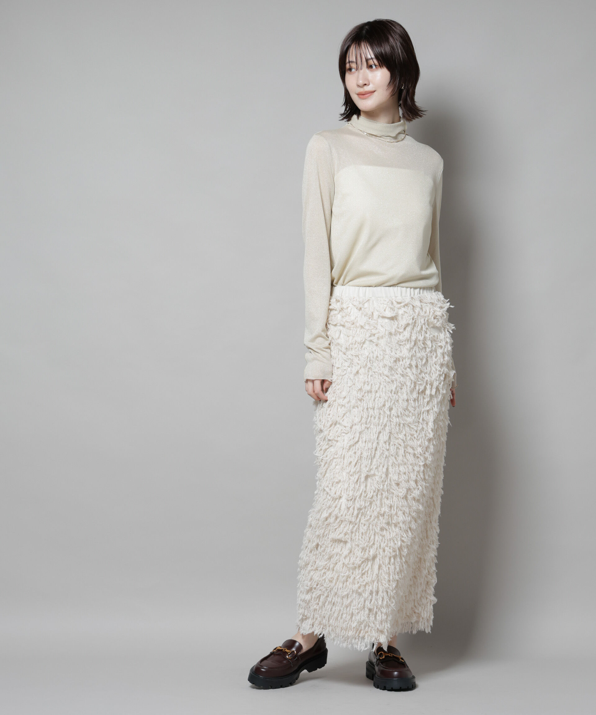 NANO universe「ラメシアータートルカットトップス」|Tシャツ・カットソー|