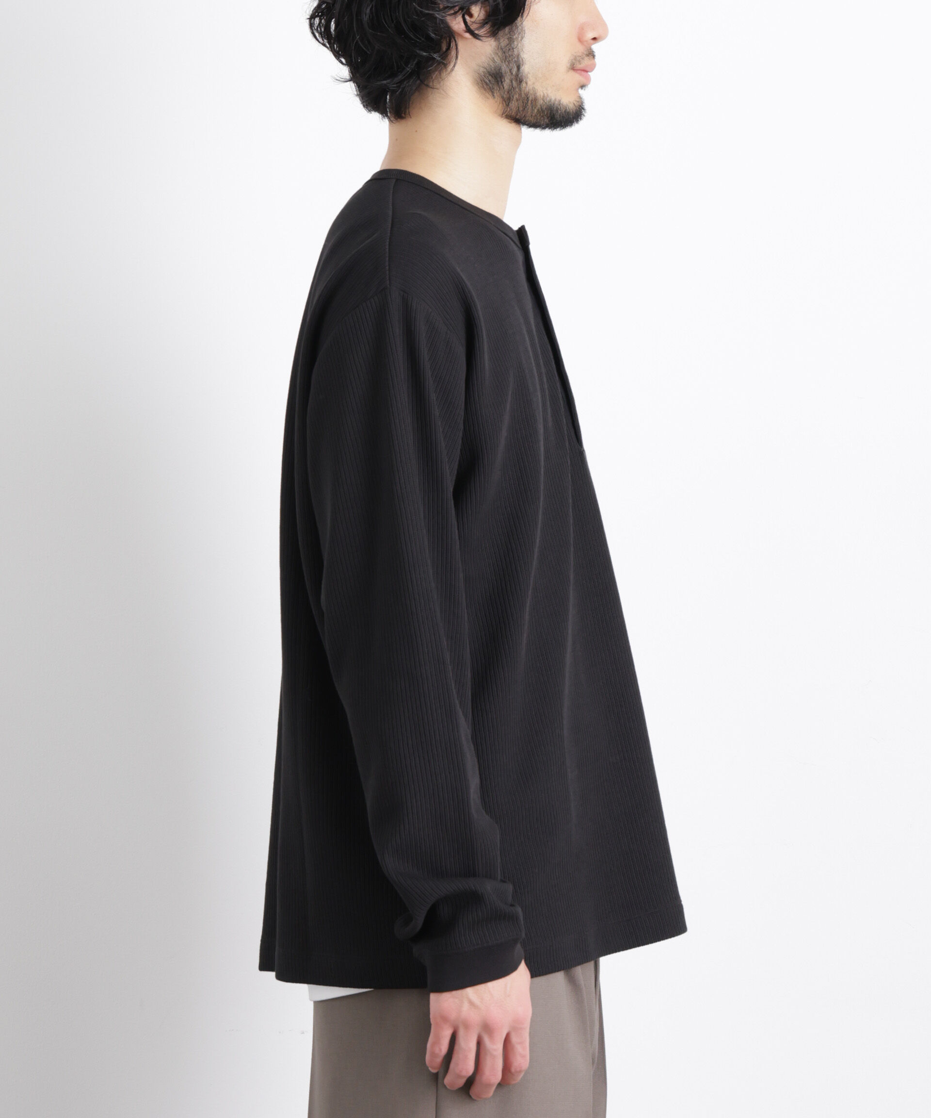 nano･universe「｢ASSEMBLANC｣ ドロップニードルリブ ヘンリーネック」|Tシャツ・カットソー|