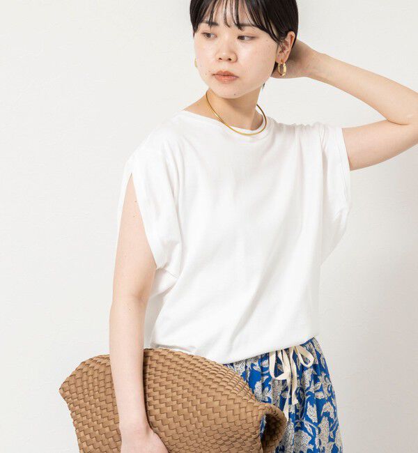 Rie Miller「変形フレンチスリーブボートネックカットソー」|Tシャツ・カットソー|