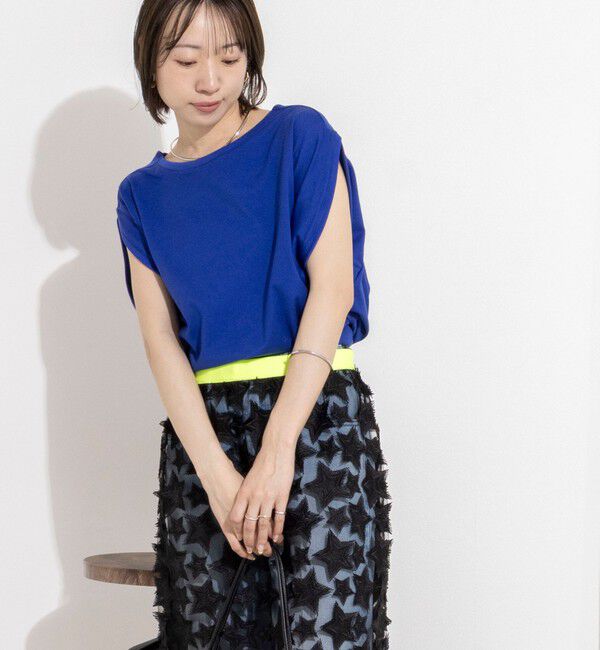 Rie Miller「変形フレンチスリーブボートネックカットソー」|Tシャツ・カットソー|