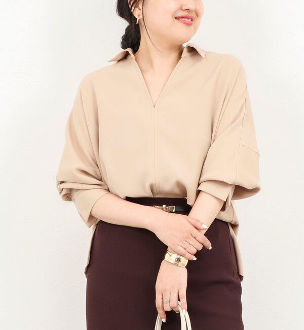 NOLLEY'S sophi「【一部WEB限定カラーアイテム】《セットアップ対応》ウォッシャブルツイルスキッパーシャツ」|シャツ・ブラウス|ベージュ