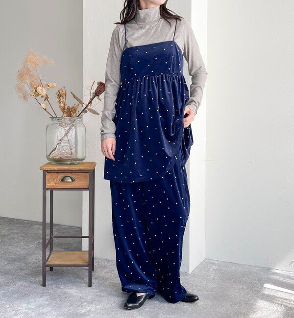 fredy emue「《セットアップ対応》ベロアドット刺繍キャミブラウス」|キャミソール|