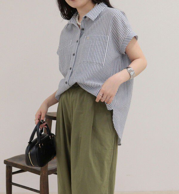 fredy emue「FR刺しゅうフレンチストライプシャツ」|シャツ・ブラウス|