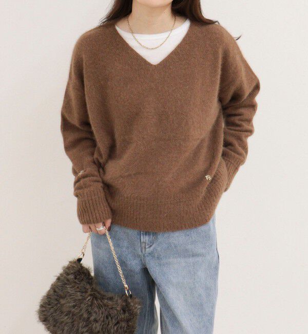 fredy emue「FOX MIX Vネックニットプルオーバー」|ニット・セーター|