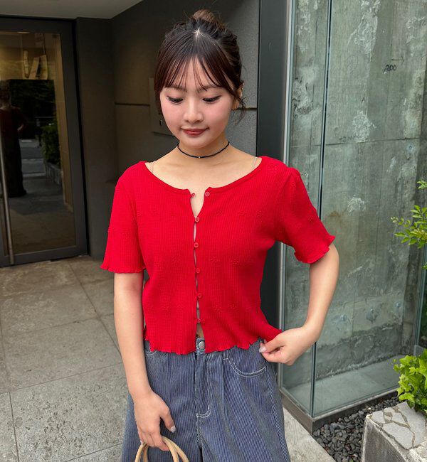  「フラワージャガードニットカーディガン」|カーディガン|