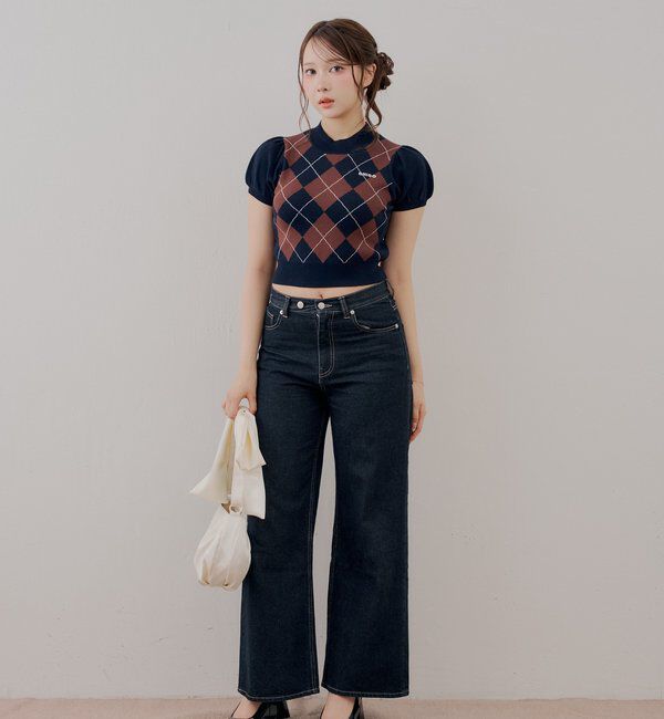  「パフスリーブロゴ刺繍ニット」|ニット・セーター|