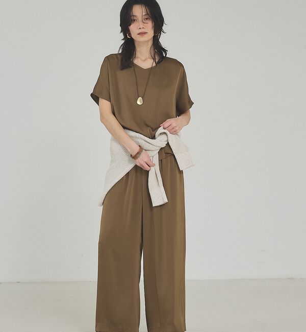 qualite「【接触冷感＆吸水速乾】新色入荷！クールサテンブラウス/セットアップ対応」|シャツ・ブラウス|