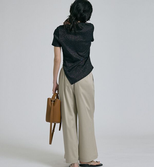 qualite「【大人ラメ&times;スリット】ラメテレコTシャツ」|Tシャツ・カットソー|