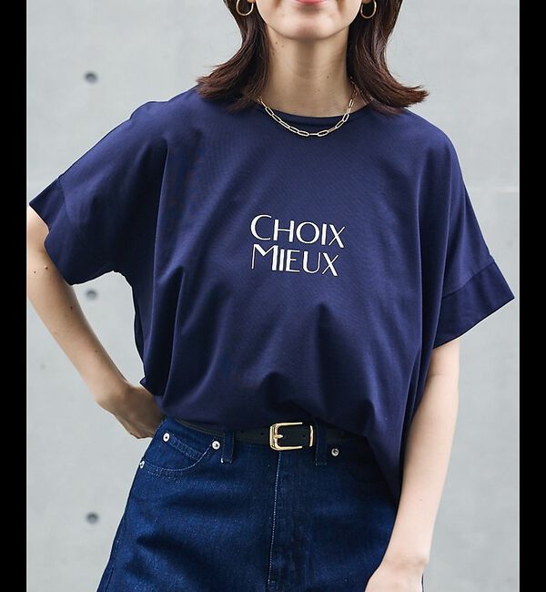 abahouse mavie「ワイドロゴTシャツ」|Tシャツ・カットソー|ネイビー