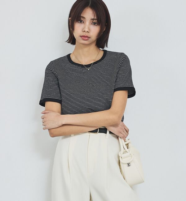 abahouse mavie「【リンガーT】ボーダーコンパクトTシャツ」|Tシャツ・カットソー|