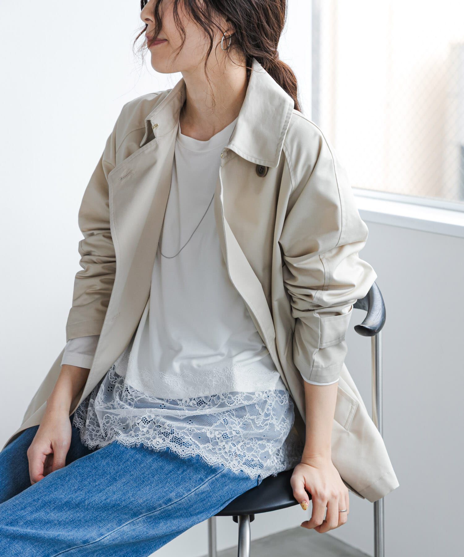 URBAN RESEARCH DOORS「レースドッキングカットソー」|Tシャツ・カットソー|